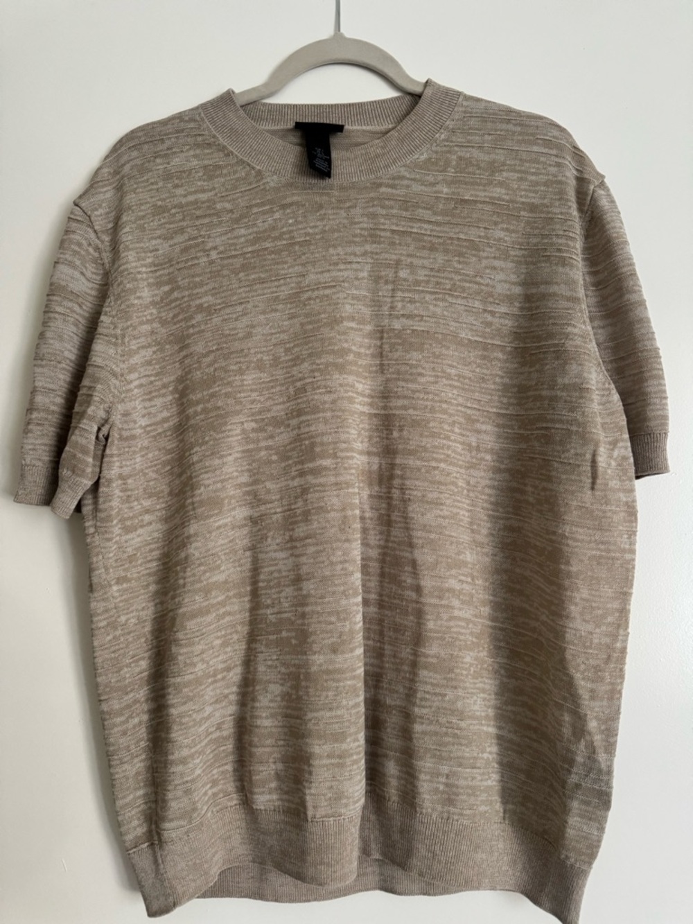 Neutral Taupe Short Sleeve Knit Pullover HM